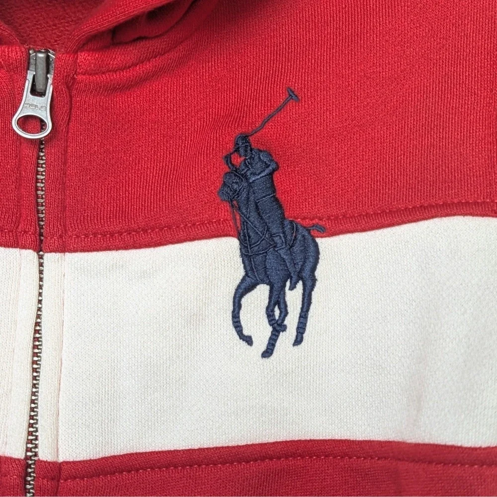 Polo Ralph Lauren Big Pony Logo‎ Patch Fleece Full Zip Hoodie Jacket Boys Size 6